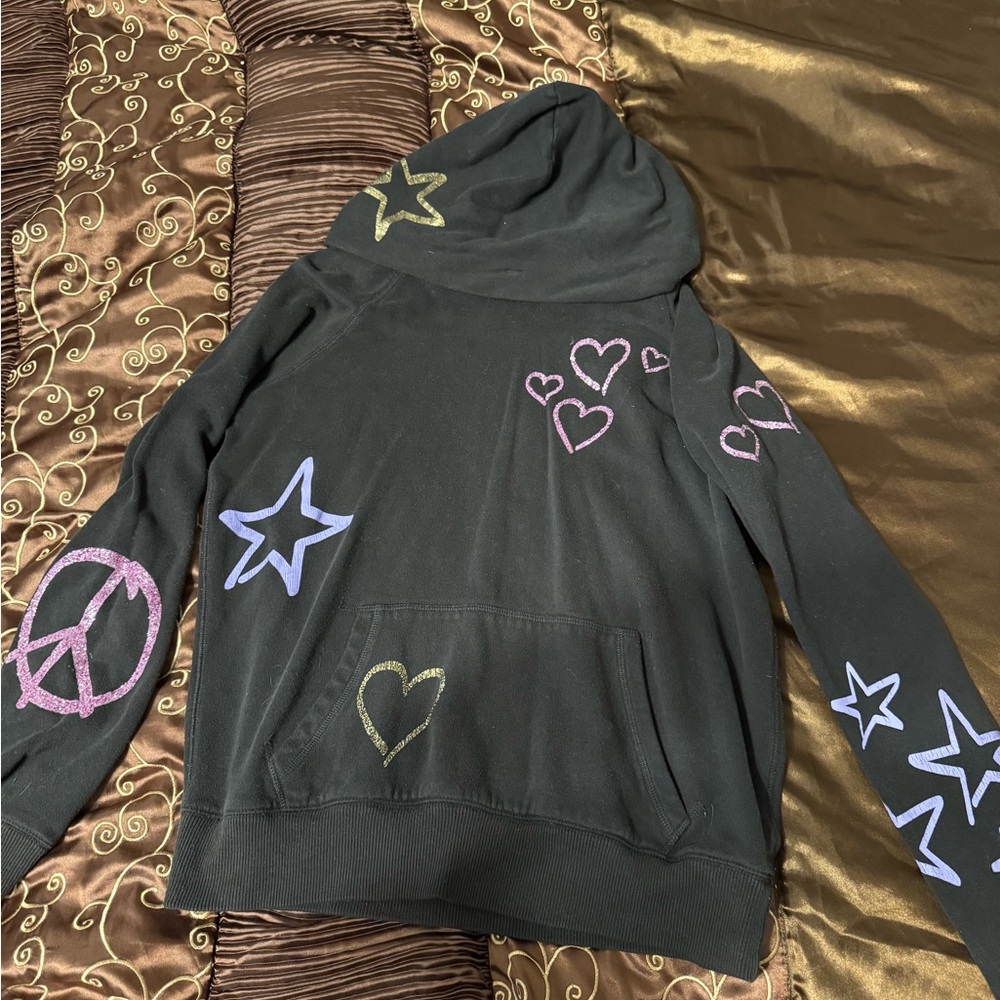 Black Hoodie with Colorful Graphic Designs